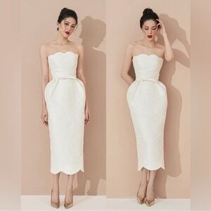 Lane JT Petal Strapless Dress Size Large NWT Bridal Petal Hem & Neckline
